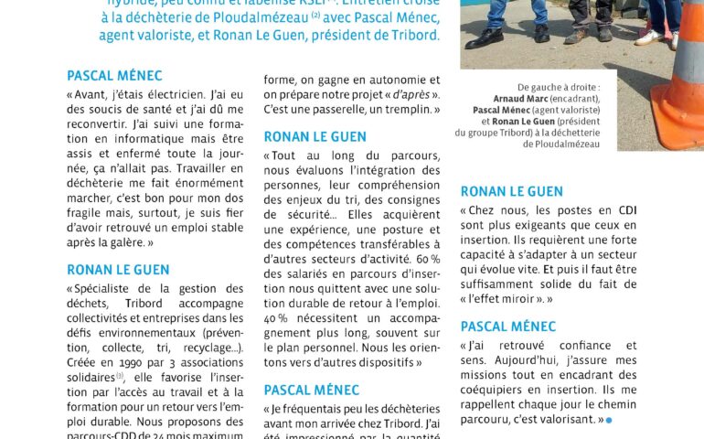 Article du magazine Hirwazh de la communauté de communes du Pays d'Iroise pour le portrait d'entreprise de Tribord