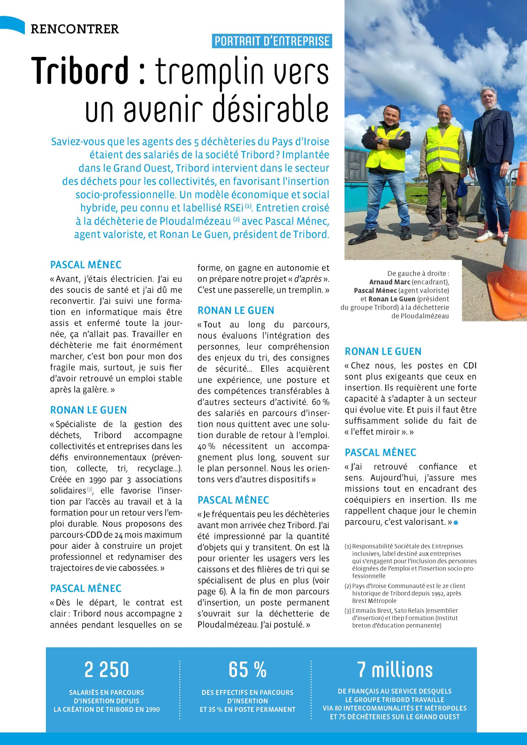 Article du magazine Hirwazh de la communauté de communes du Pays d'Iroise pour le portrait d'entreprise de Tribord